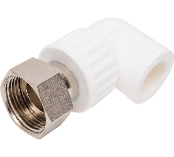 Изображение товара Угольник с накидной гайкой Damento 20 мм x 3/4 дюйма, белый 996097