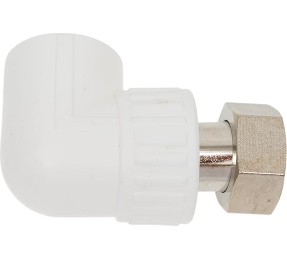 Изображение товара Угольник с накидной гайкой Damento 25 мм x 3/4 дюйма, белый 996099