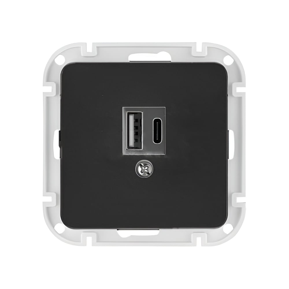 Изображение товара Механизм розетки Bylectrica Type-C+USB 3А серия АСТРУМ, карбон РП5-6561 карбон