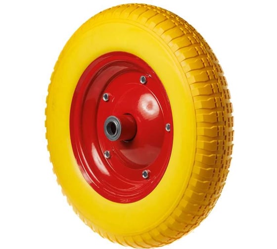 Изображение товара Полиуретановое бескамерное колесо для тачки / тележки (3.25/3.00-8, диаметр 360 мм, ось 20 мм, подшипник) А5 PU 2400-20y 1000373