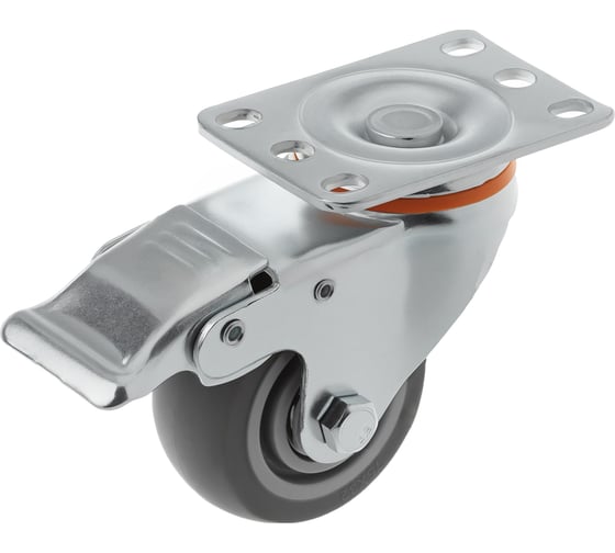 Изображение товара Колесо аппаратное поворотное с тормозом из термопластичной резины 34075Sb (75 мм; 100 кг) А5 1005814