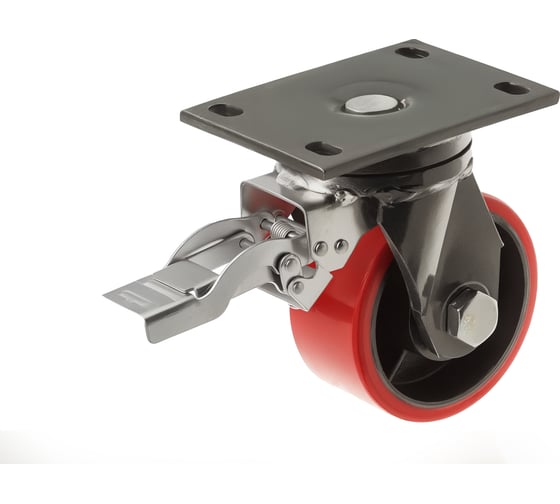 Изображение товара Колесо сверхбольшегрузное полиуретановое поворотное с площадкой и тормозом SHpb 63 (150 мм; 1000 кг) А5 1000691