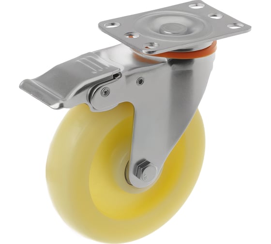 Изображение товара Колесо полипропиленовое поворотное с площадкой и тормозом 320125Sb (125 мм; 150 кг) А5 1005825
