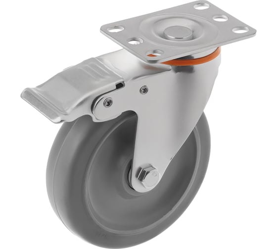 Изображение товара Колесо аппаратное поворотное с тормозом из термопластичной резины 340125Sb (125 мм; 150 кг) А5 1005816