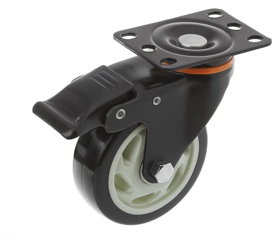 Изображение товара Колесо полиуретановое поворотное с площадкой и тормозом 350100Sb (100 мм; 130 кг) А5 1005845