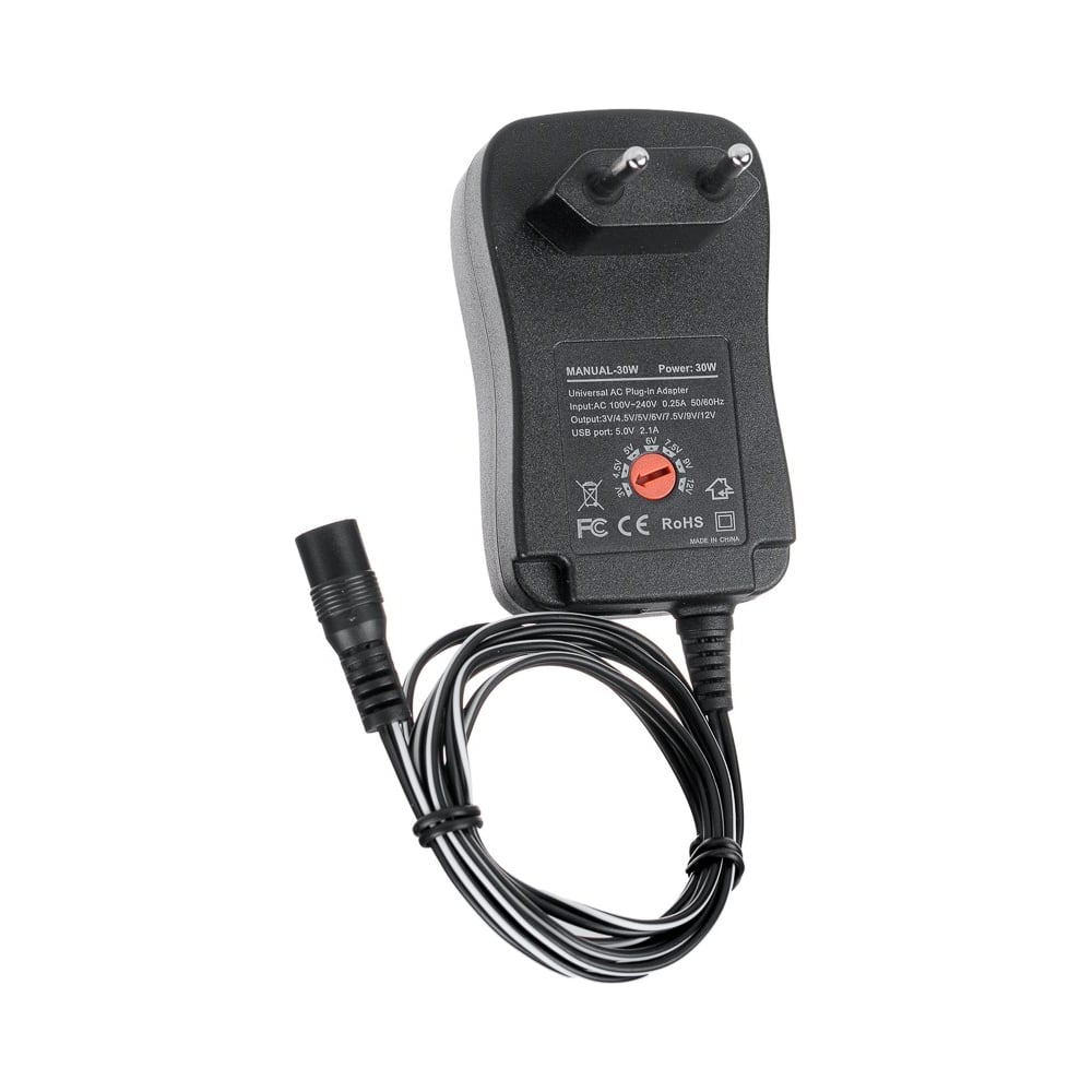 Изображение товара Универсальный адаптер питания PALMEXX 30W 3V/4.5V/5V/6V/7.5V/9V/12V/USB5V2.1A PX/UNA4