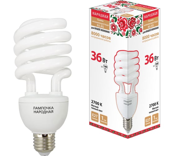 Изображение товара Люминесцентная лампа TDM ELECTRIC НЛ-HS-36 Вт-2700 К–Е27 SQ0347-0031