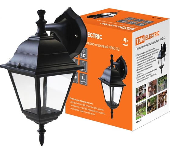 Изображение товара Садово-парковый светильник TDM ELECTRIC 4060-02 четырехгранник, 60Вт, вниз, черный SQ0330-0022