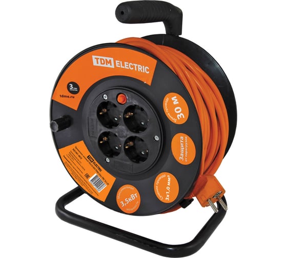 Изображение товара Силовой удлинитель TDM ELECTRIC УКз16-004 4 места/30м, ПВС 3х1,0 SQ1301-0531