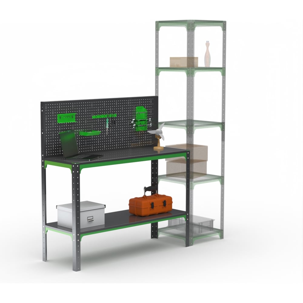 Изображение товара Стол-верстак ООО Металекс KIT 950х1400х500 с полкой и аксессуарами