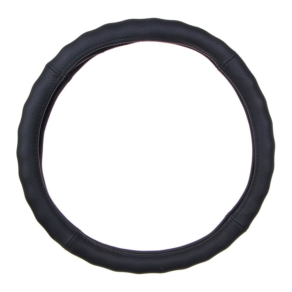Изображение товара Оплетка руля ЕРМАК из натуральной кожи черного цвета размер L