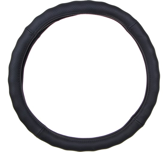 Изображение товара Оплетка руля ЕРМАК натуральная кожа, черный, разм. (L) 708-132