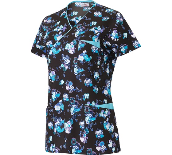 Изображение товара Медицинская блуза СОЮЗСПЕЦОДЕЖДА ЛИНДРЕД ОРИОН СТРЕЙЧ (Lindred) женская принт дантист 46 (M) 2000000257211