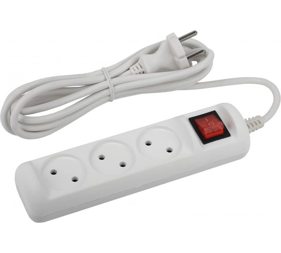 Изображение товара Удлинитель электрический ЭРА U3s3m (M) без заземления с выключателем 3 розетки 3м ПВС 2x1мм2 10А Б0035759