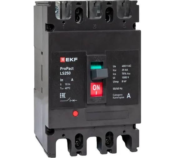 Изображение товара Автоматический выключатель EKF LS250 25кА 3P 225А ProPact mccb-250-25-3-225-ls