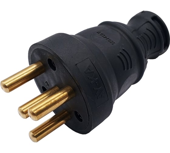 Изображение товара Вилка прямая каучук AY-KA 3Р+Е 25А IP44 черный 5611500