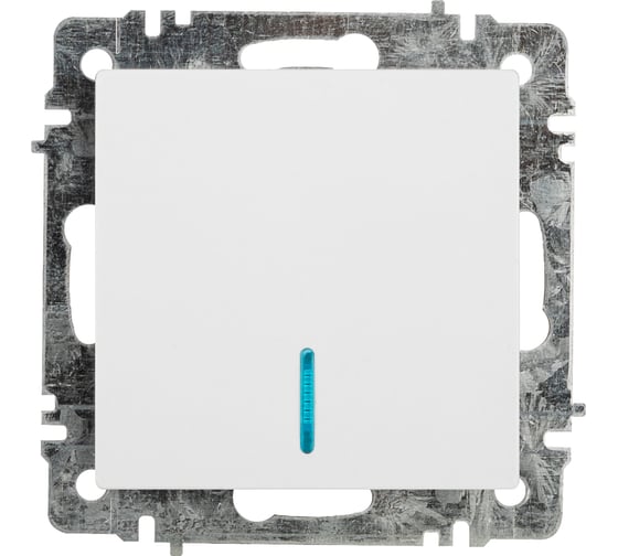 Изображение товара Выключатель Intro Accent 610201 с подсветкой, 10А250В, IP20, скрытой установки, AL/CU, белый Б0063445