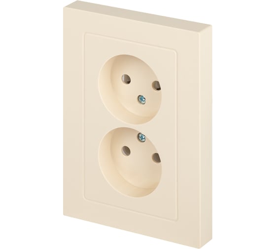 Изображение товара Розетка Intro Accent 620402 2x2P, 16А, 250В, IP20, скрытой установки, AL/CU, слоновая кость Б0063474