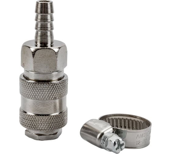 Изображение товара Муфта быстроразъемная с фиксирующим хомутом под шланг (D=8 мм; 10 атм.) Andycar QR-М08