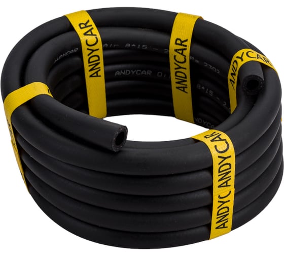 Изображение товара Шланг резиновый 3-х слойный маслобензостойкий ГОСТ 10362-2017 (8х15 мм; 20 атм.; способ усиления-оплетка, бухта 5 м) Andycar HO0820-5