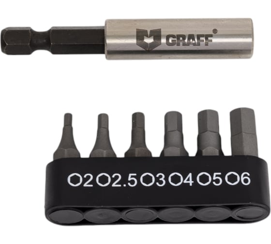 Изображение товара Набор бит с магнитным держателем (6 шт; HEX) GRAFF 4604