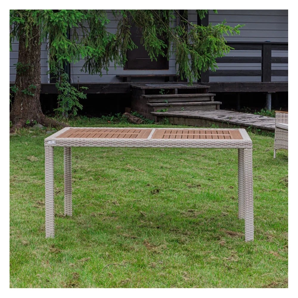 Изображение товара Обеденный стол Royal Family AMELIA 150 бежевый 6 мест из искусственного ротанга