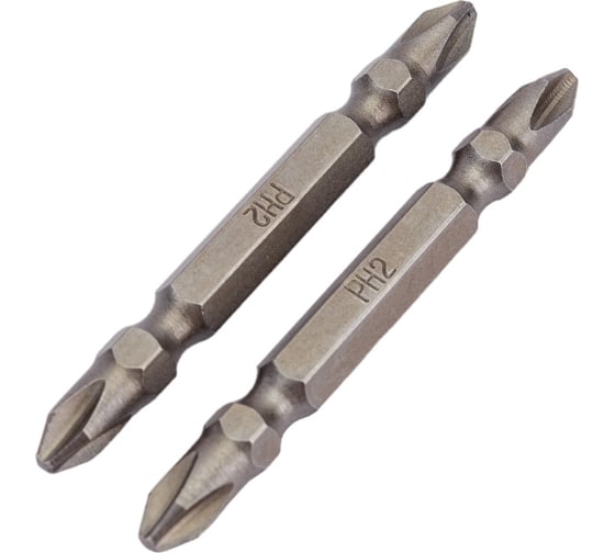Изображение товара Биты двухсторонние намагниченные (2 шт; PH2; 65 мм; CrV) ТУНДРА 1124363