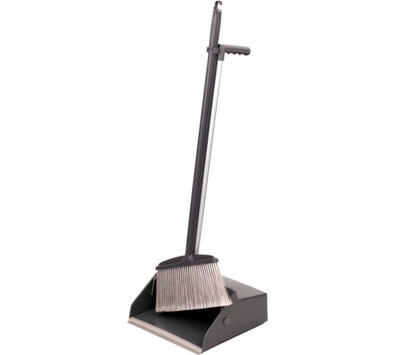 Изображение товара Совок для мусора LAIMA закрывающийся + щетка, на рукоятках по 80 см помещение/улица PROF, 606663