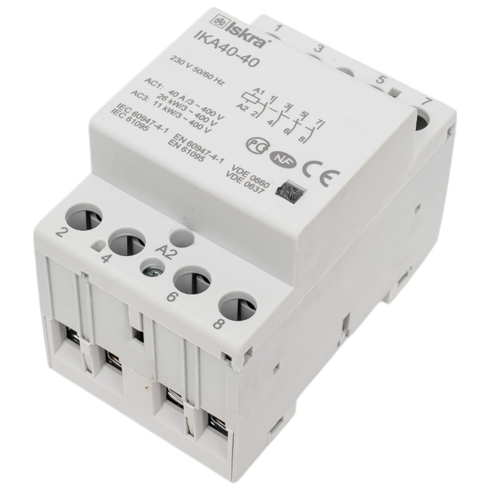 Изображение товара Модульный контактор Iskra IKA40-40/230V, 4 полюса, номинал 40 А, нереверсивный