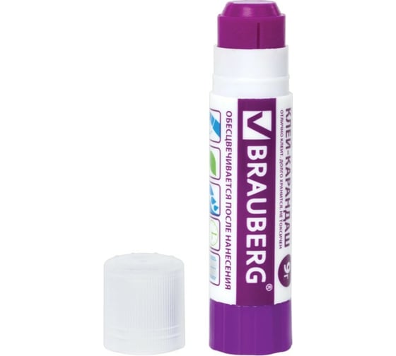 Изображение товара Клей-карандаш BRAUBERG 9 г, обесцвечивающийся после высыхания 220872