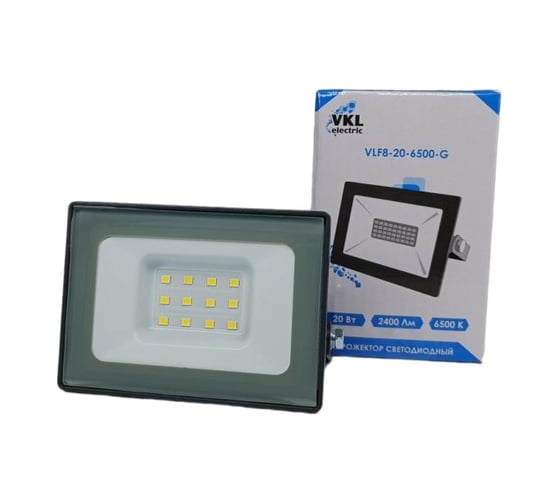 Изображение товара Прожектор VKL electric 20W VLF8 6500К 2400Лм 220V IP65 серый 1208265