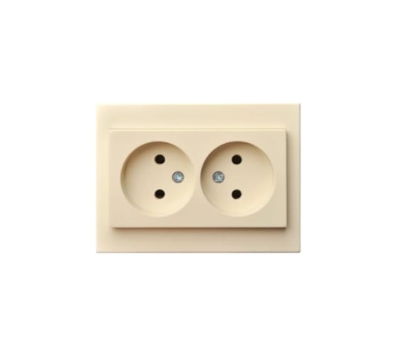 Изображение товара Двойная розетка LIREGUS без заземления Эпсилон IKL 16-109/409 E/S кремовая, без рамки 28-070