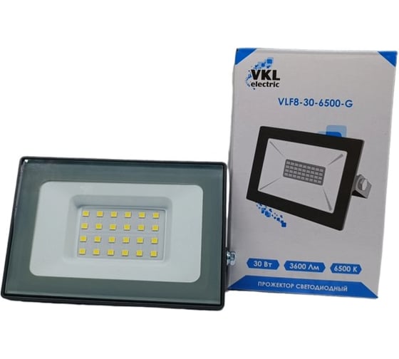 Изображение товара Прожектор VKL electric 30W VLF8 6500К 3600Лм 220V IP65 серый 1208267