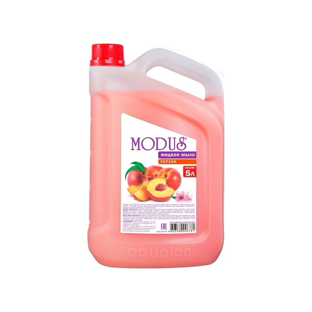 Изображение товара Жидкое мыло MODUS объем 5 л с ароматом персика для гигиены рук и тела