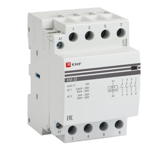 Изображение товара Модульный контактор EKF КМ PROxima 32А 3NО+NC 3 модуля km-3-32-31