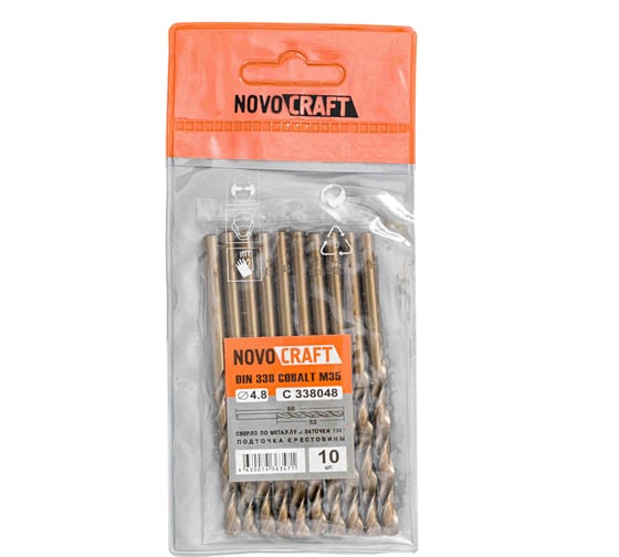 Изображение товара Сверло среднее по металлу (10 шт; 4.8х86х52 мм; Кобальт M35; DIN 338) Novocraft C338048