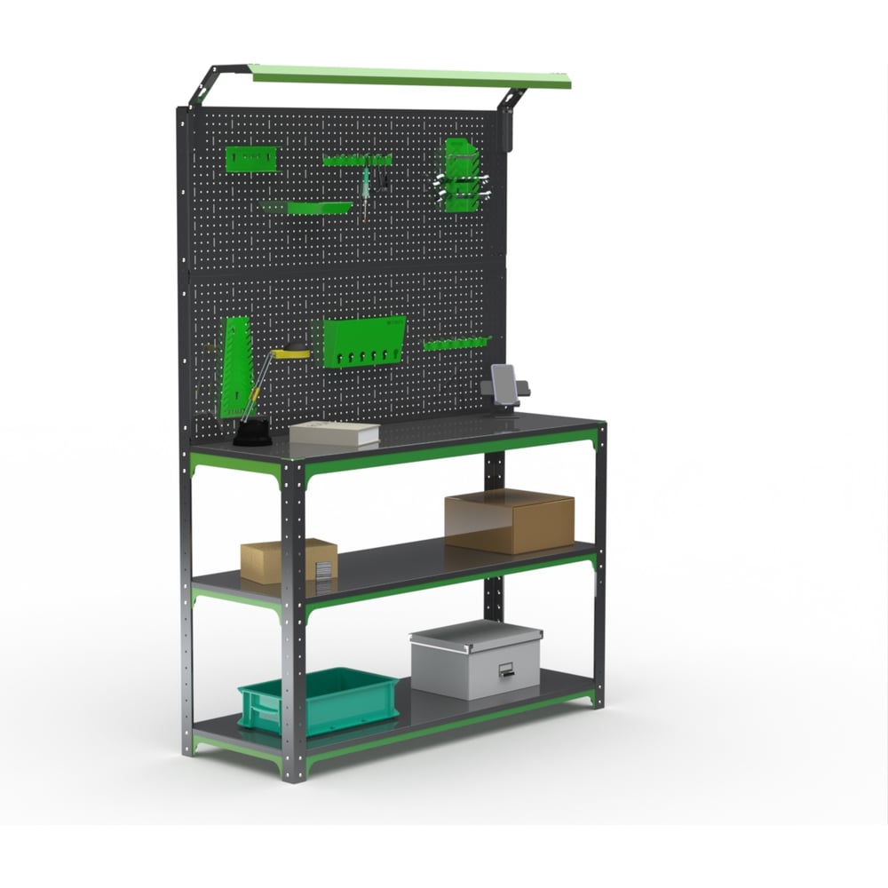 Изображение товара Стол-верстак ООО Металекс KIT 950х1500х400 с полками и освещением