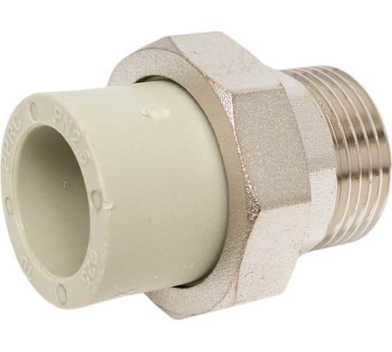 Изображение товара Муфта комбинированная разъёмная Damento наружная резьба, 25х1", серый 9008