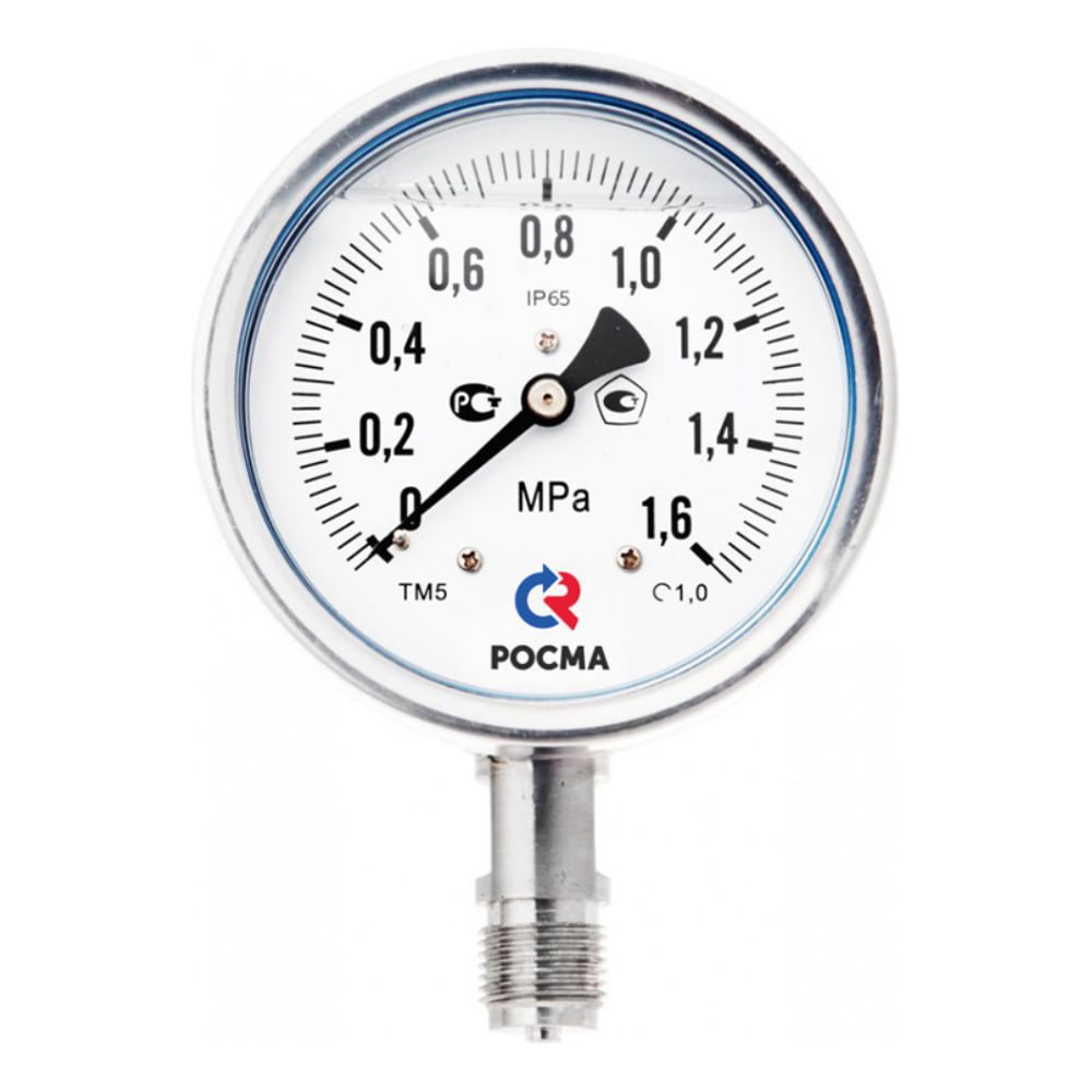 Изображение товара Коррозионностойкий манометр РОСМА ТМ-521Р.00 0-0.4 МПа G1/2 профессиональный аналоговый