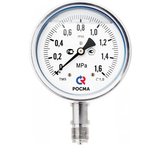 Изображение товара Коррозионностойкий манометр РОСМА ТМ-521Р.00 (0-0.4МПа) ДК100 G1/2, класс точности 1.0 D240-00676