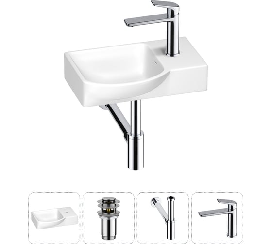 Изображение товара Маленькая раковина для ванной комнаты или туалета Wellsee WC Area в наборе 4 в 1 202011829