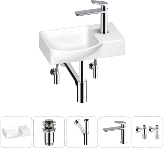 Изображение товара Маленькая раковина для ванной комнаты или туалета Wellsee WC Area в наборе 5 в 1 202011857