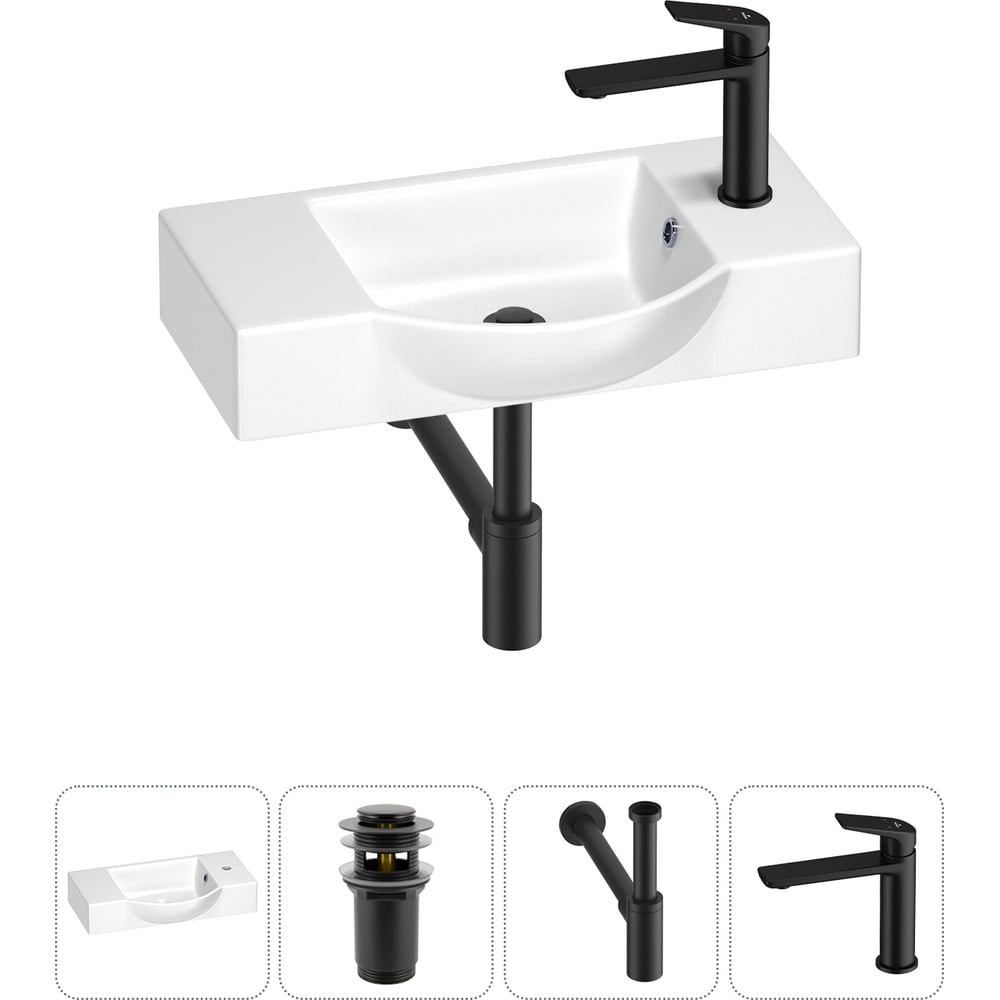 Изображение товара Маленькая раковина для ванной комнаты или туалета Wellsee WC Area в наборе 4 в 1 202011838