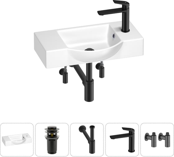 Изображение товара Маленькая раковина для ванной комнаты или туалета Wellsee WC Area в наборе 5 в 1 202011866