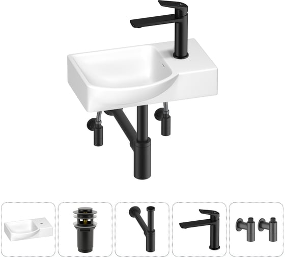 Изображение товара Маленькая раковина для ванной комнаты или туалета Wellsee WC Area в наборе 5 в 1 202011858