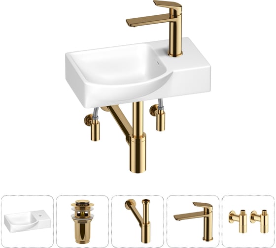 Изображение товара Маленькая раковина для ванной комнаты или туалета Wellsee WC Area в наборе 5 в 1 202011859