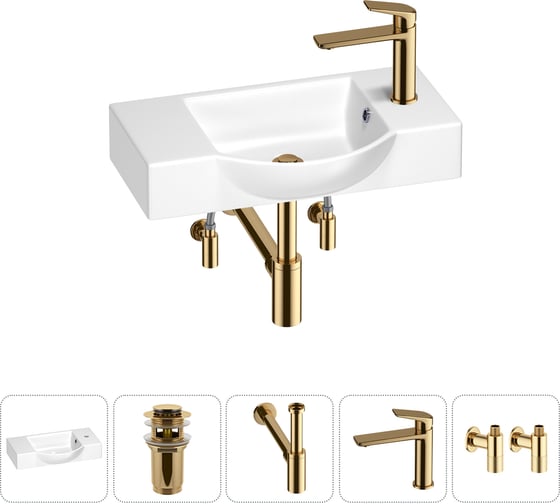Изображение товара Маленькая раковина для ванной комнаты или туалета Wellsee WC Area в наборе 5 в 1 202011867