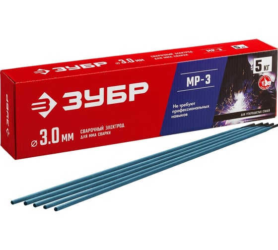 Изображение товара Электроды сварочные ЗУБР МР-3, с рутиловым покрытием, 3х350 мм, 5 кг 40015-3.0