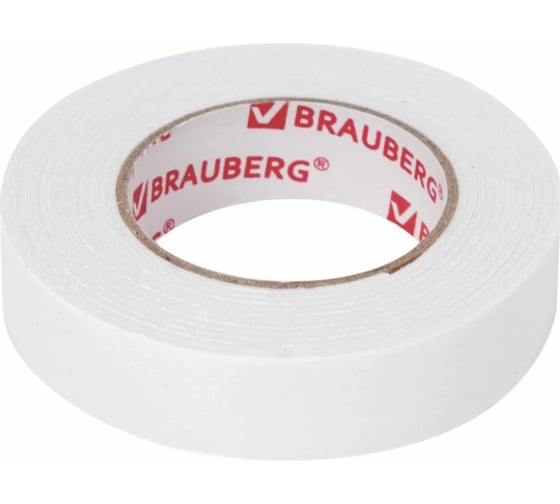 Изображение товара Клейкая двухсторонняя лента BRAUBERG 15 мм х 2 м, на вспененной основе, 1 мм, прочная 606418