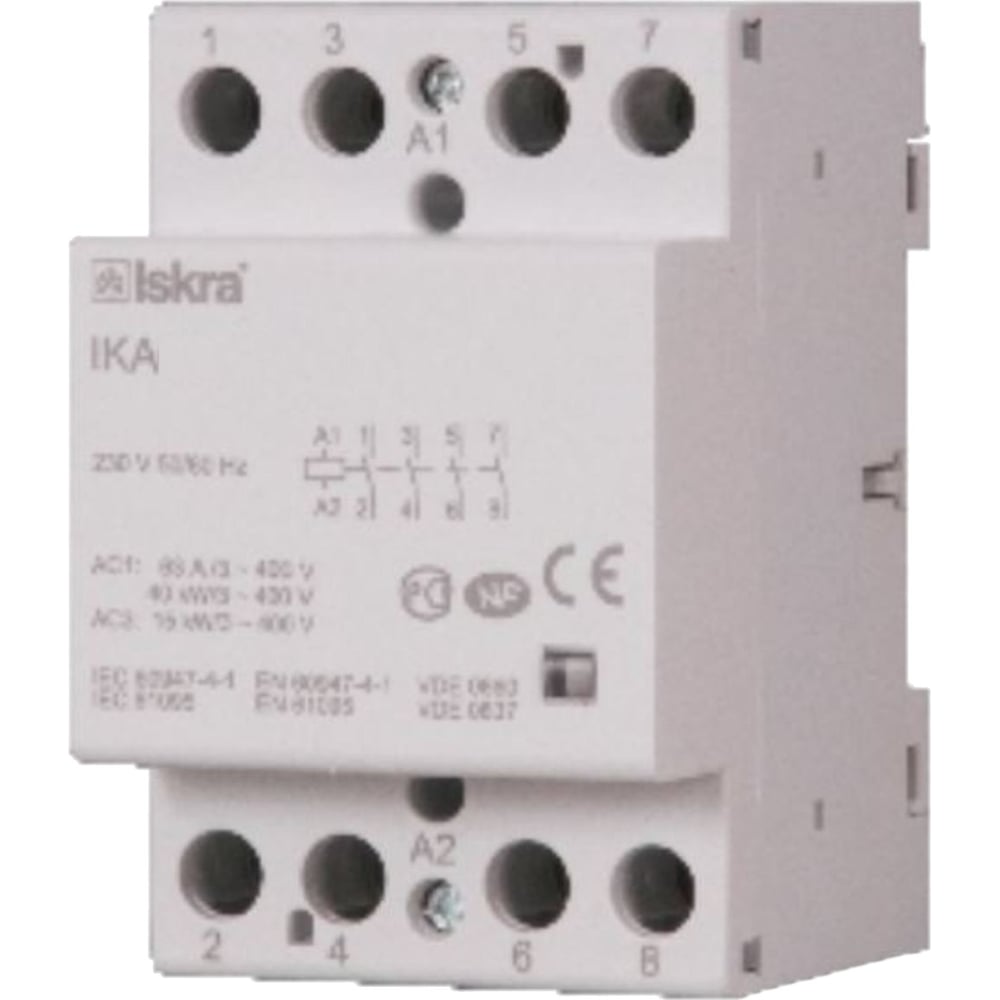 Изображение товара Модульный контактор Iskra IK40-40/24V с номинальным током 40 А и напряжением 380 В